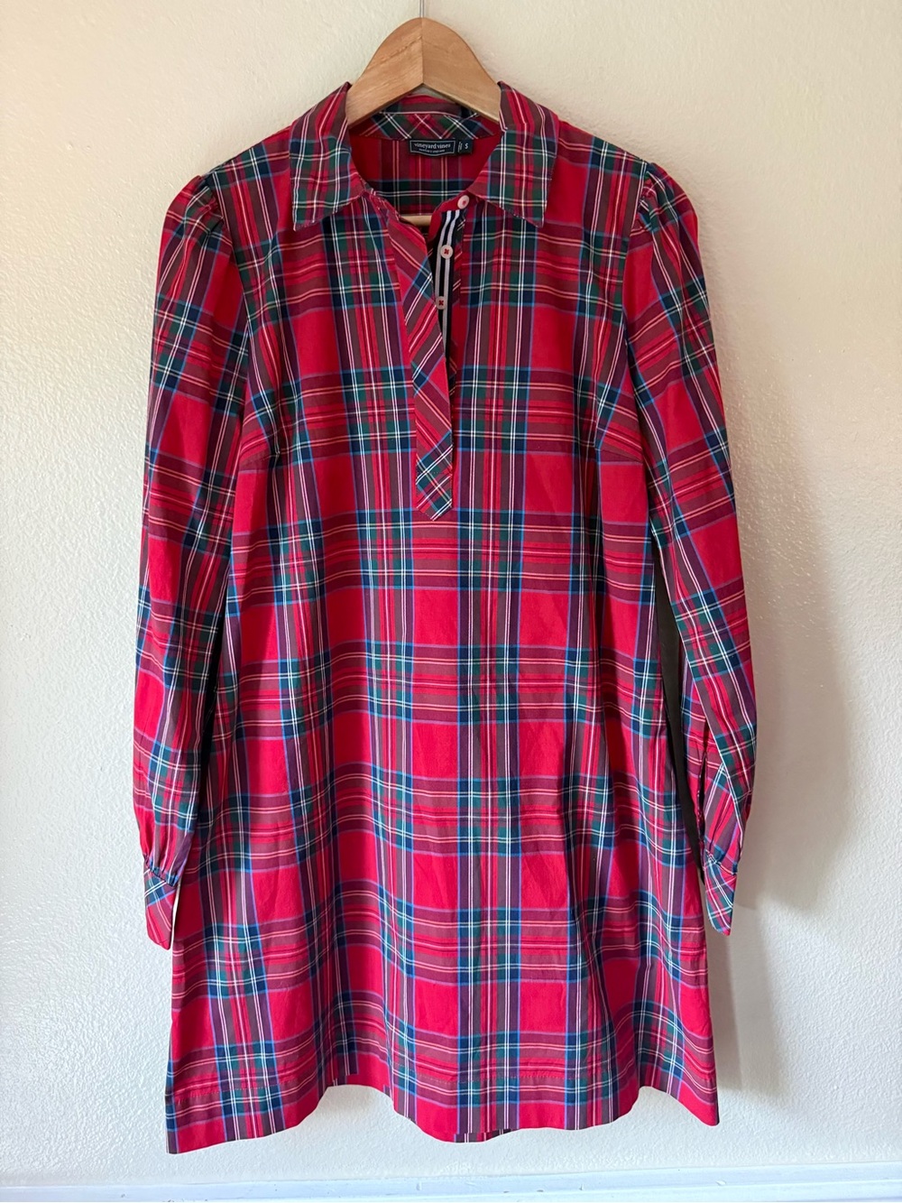 Vineyard Vines Red and Green Plaid Mini Dress